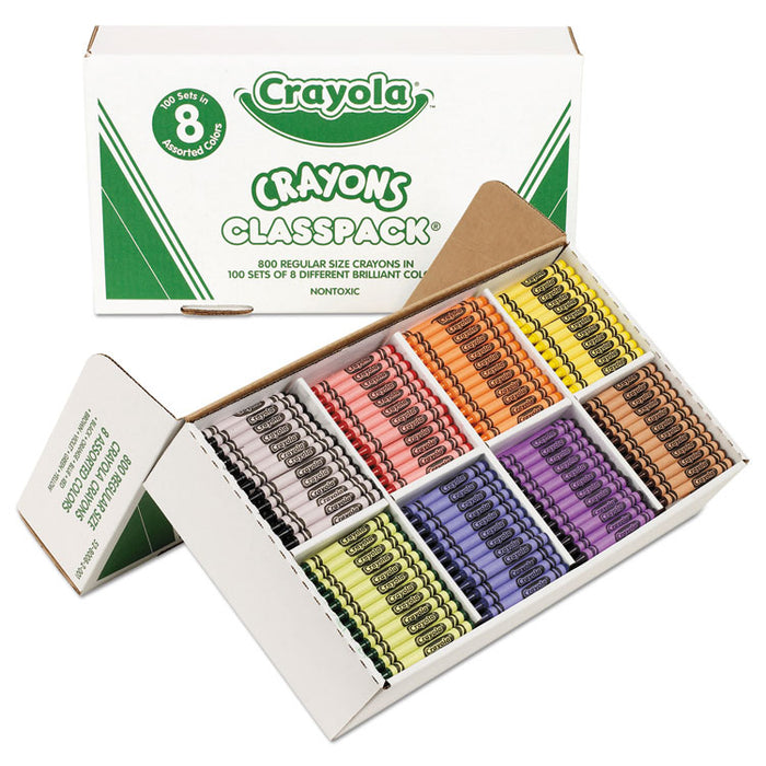 Classpack Regular Crayons, 8 Colors, 800/Box