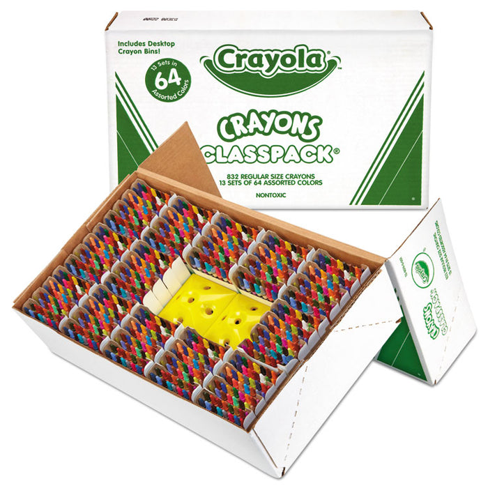 Classpack Regular Crayons, Assorted, 13 Caddies, 832/Box