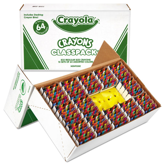 Classpack Regular Crayons, Assorted, 13 Caddies, 832/Box