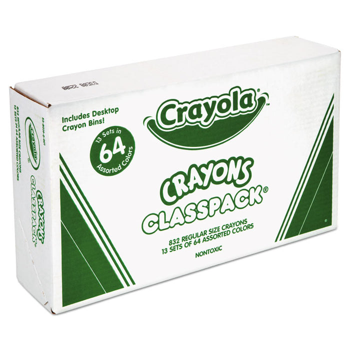 Classpack Regular Crayons, Assorted, 13 Caddies, 832/Box