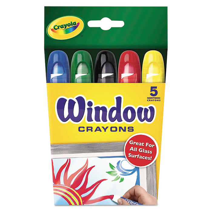 Washable Window Crayons, Assorted Colors, 5/Set