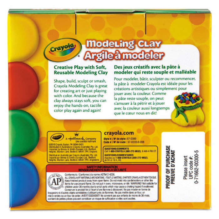 Modeling Clay Assortment, 4 oz Packs, 4 Packs, Blue/Green/Red/Yellow, 1 lb