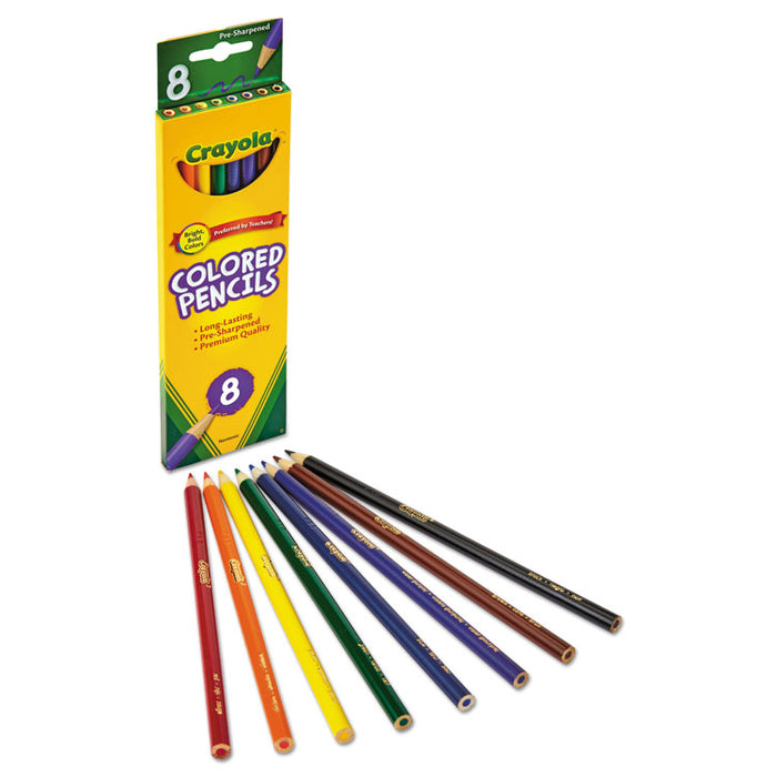 Long-Length Colored Pencil Set, 3.3 mm, 2B (#1), Assorted Lead/Barrel Colors, 8/Pack