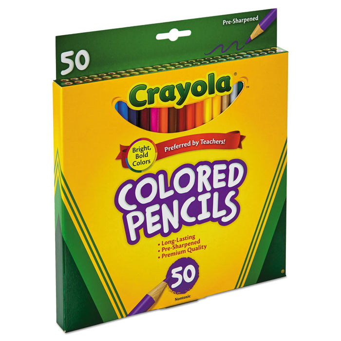 Long-Length Colored Pencil Set, 3.3 mm, 2B (#1), Assorted Lead/Barrel Colors, 50/Pack