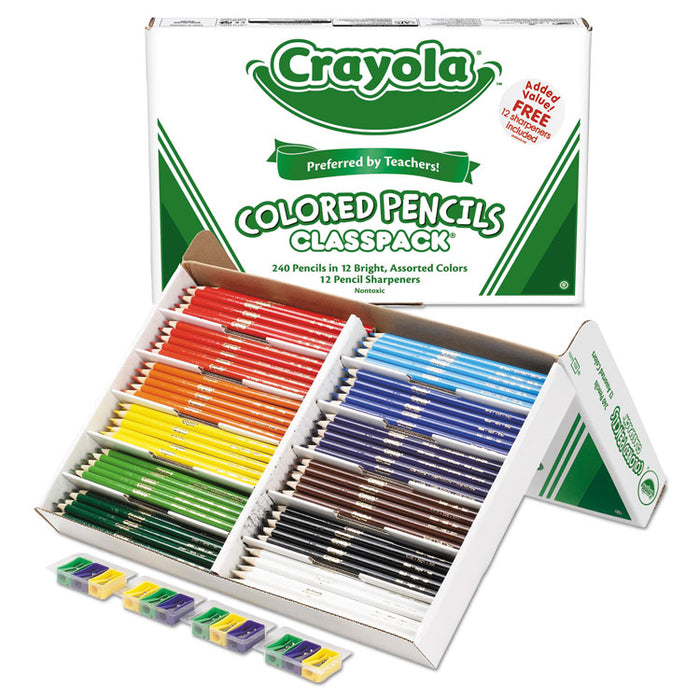 Color Pencil Classpack Set, 3.3 mm, 2B (#1), Assorted Lead/Barrel Colors, 240/Box