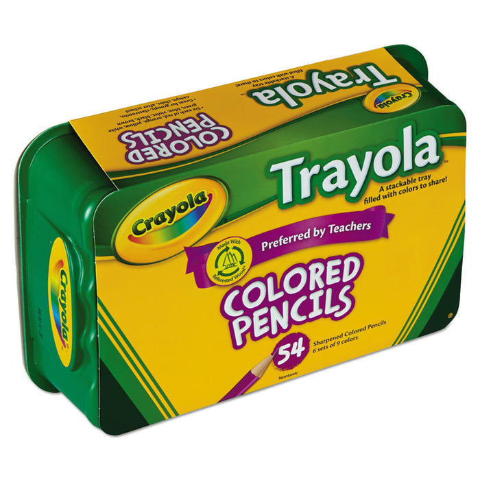 Trayola Nine-Color Pencil Set, 3.3 mm, 2B (#1), Assorted Lead/Barrel Colors, 54/Pack