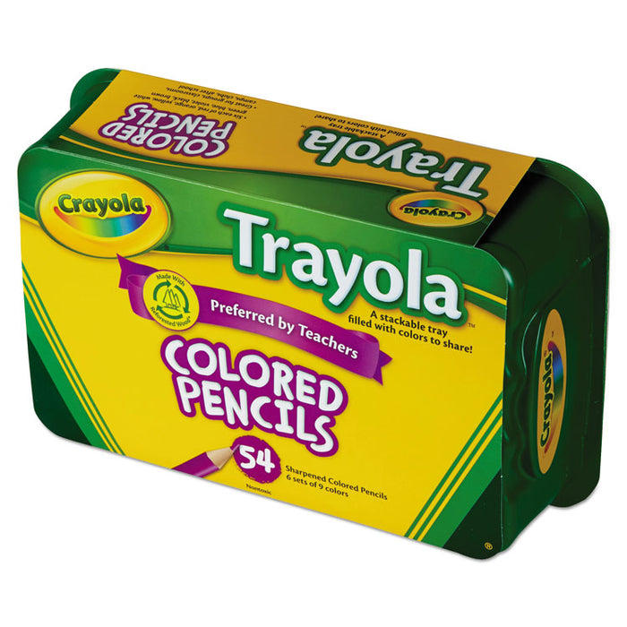 Trayola Nine-Color Pencil Set, 3.3 mm, 2B (#1), Assorted Lead/Barrel Colors, 54/Pack