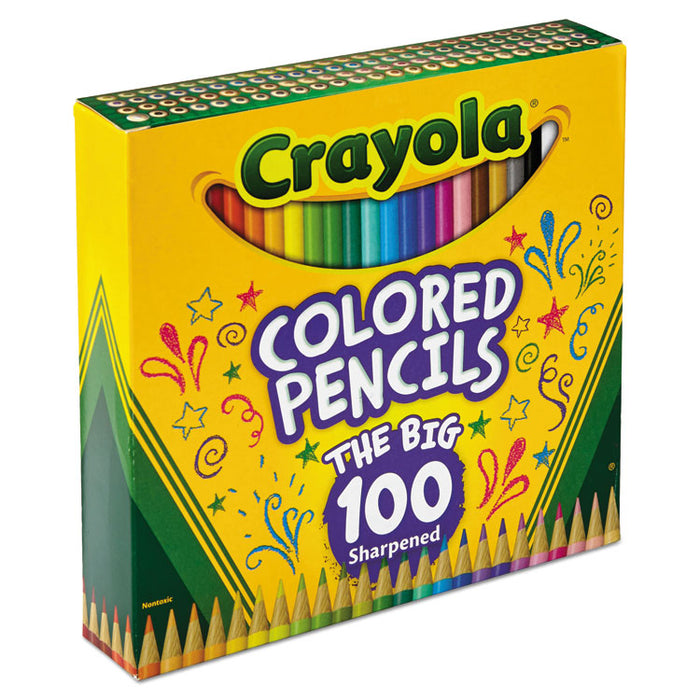 Long-Length Colored Pencil Set, 3.3 mm, 2B (#1), Assorted Lead/Barrel Colors, 100/Pack