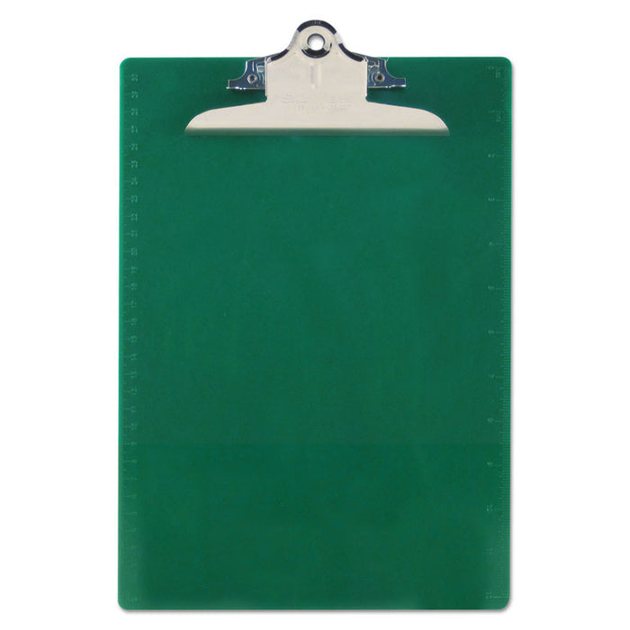 Recycled Plastic Clipboard with Ruler Edge, 1" Clip Cap, 8 1/2 x 12 Sheet, Green