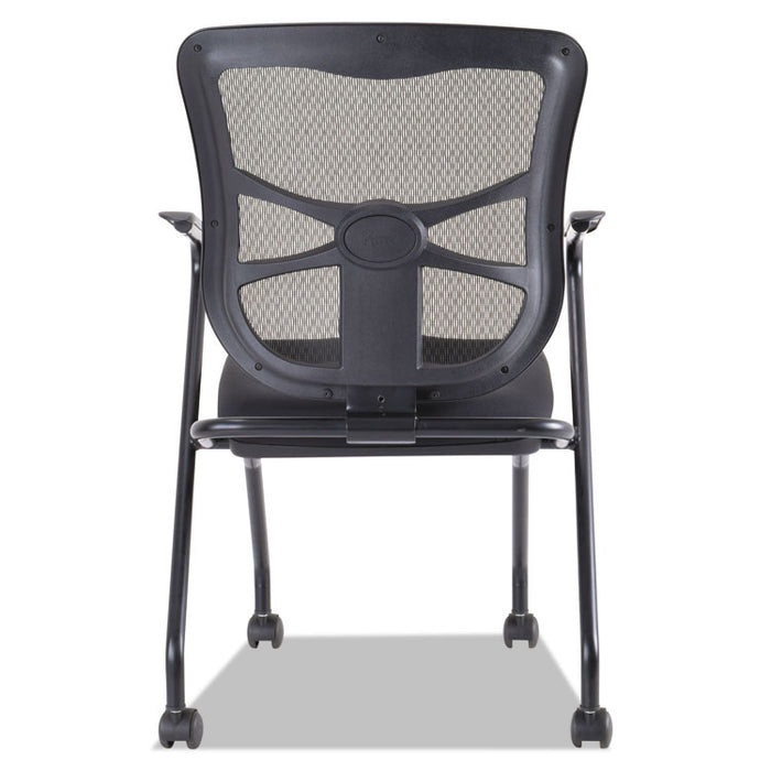 Alera Elusion Mesh Nesting Chairs, Padded Arms, Supports Up to 275 lb, Black, 2/Carton