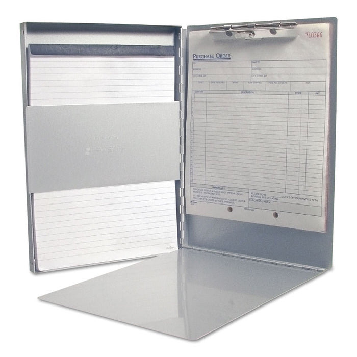 Snapak Aluminum Side-Open Forms Folder, 1/2" Clip Cap, 8 1/2 x 12 Sheets, Silver