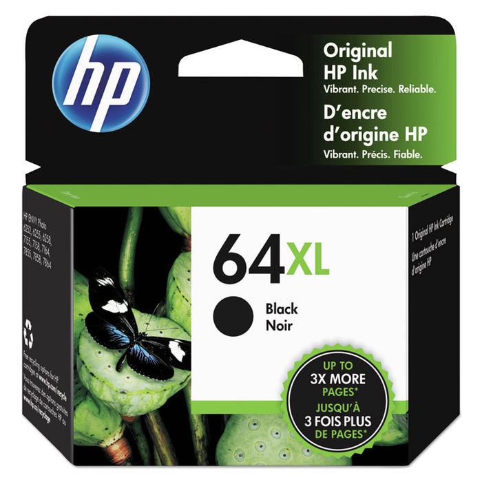 HP 64XL, (N9J92AN) High-Yield Black Original Ink Cartridge