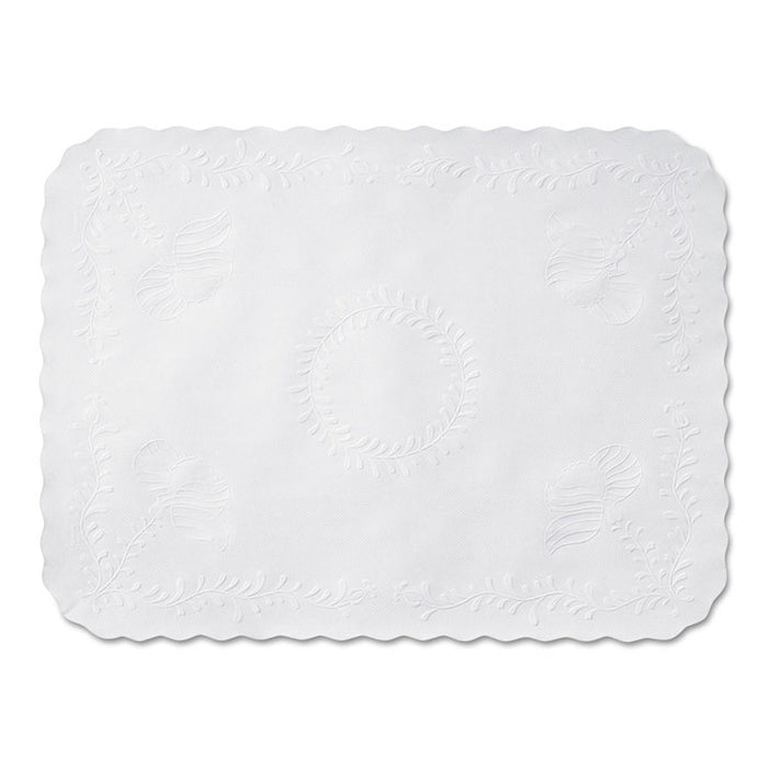 Anniversary Embossed Scalloped Edge Tray Mat, 14 x 19, White, 1,000/Carton