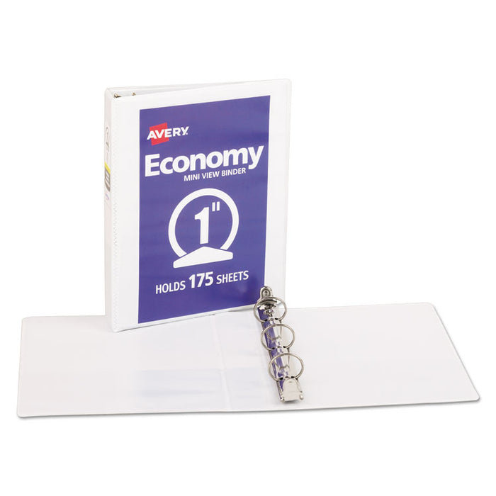 Economy View Binder with Round Rings , 3 Rings, 1" Capacity, 8.5 x 5.5, White, (5806)