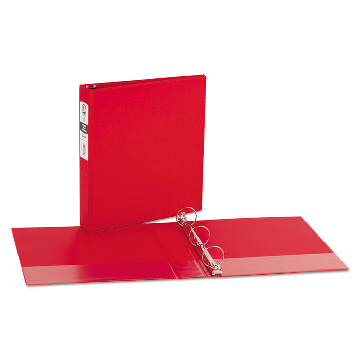 Economy Non-View Binder with Round Rings, 3 Rings, 1.5" Capacity, 11 x 8.5, Red