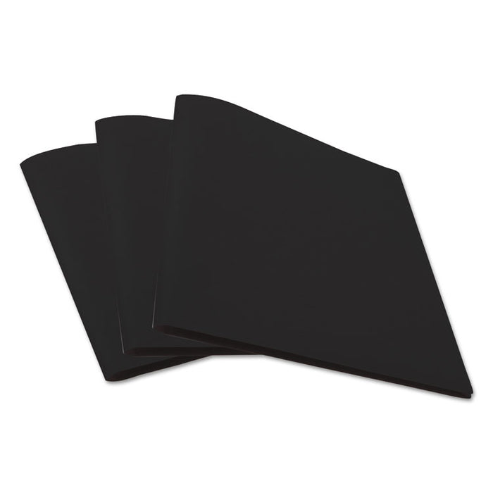 Two-Pocket Plastic Folders, 100-Sheet Capacity, 11 x 8.5, Black, 10/Pack