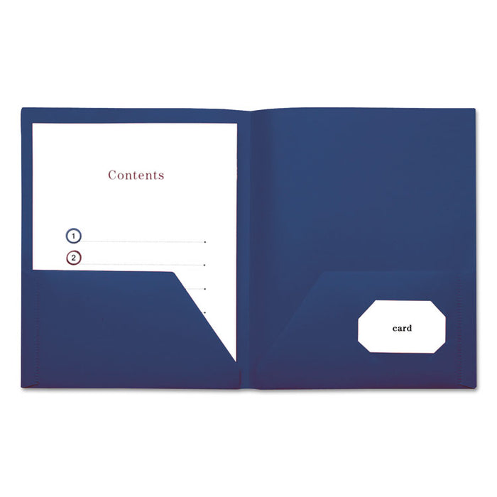 Two-Pocket Plastic Folders, 100-Sheet Capacity, 11 x 8.5, Royal Blue, 10/Pack