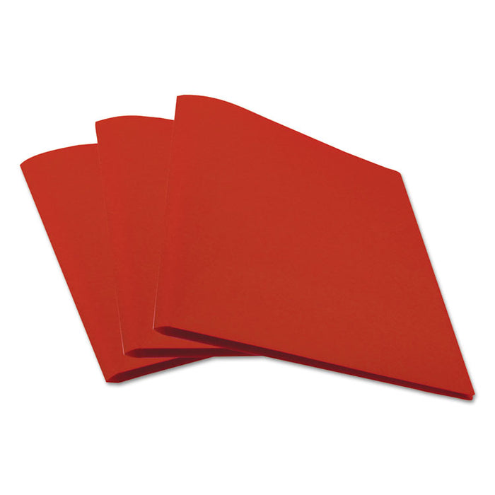 Two-Pocket Plastic Folders, 100-Sheet Capacity, 11 x 8.5, Red, 10/Pack