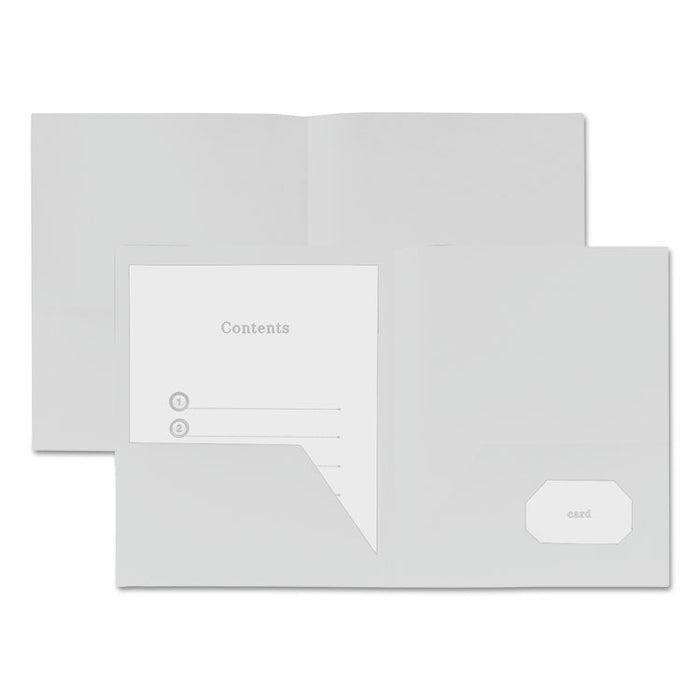 Two-Pocket Plastic Folders, 100-Sheet Capacity, 11 x 8.5, White, 10/Pack