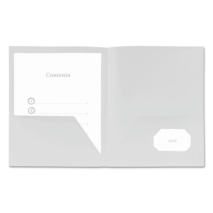 Two-Pocket Plastic Folders, 100-Sheet Capacity, 11 x 8.5, White, 10/Pack