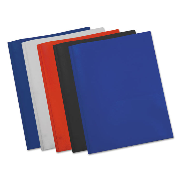 Plastic Twin-Pocket Report Covers with Three-Prong Fastener, 11 x 8.5, Assorted/Assorted, 10/Pack