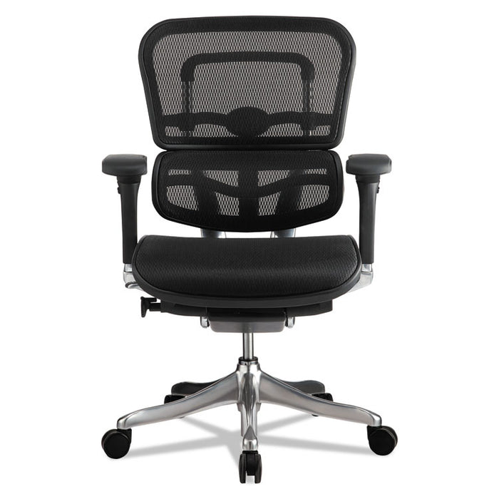 Ergohuman Elite Mid-Back Mesh Chair, Supports up to 250 lbs., Black Seat/Black Back, Black Base