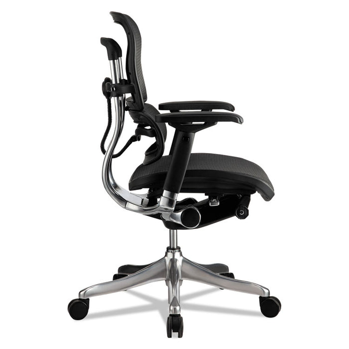 Ergohuman Elite Mid-Back Mesh Chair, Supports up to 250 lbs., Black Seat/Black Back, Black Base