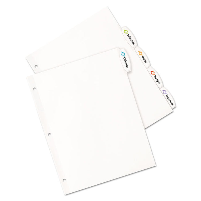 Big Tab Printable White Label Tab Dividers, 5-Tab, Letter, 20 per pack