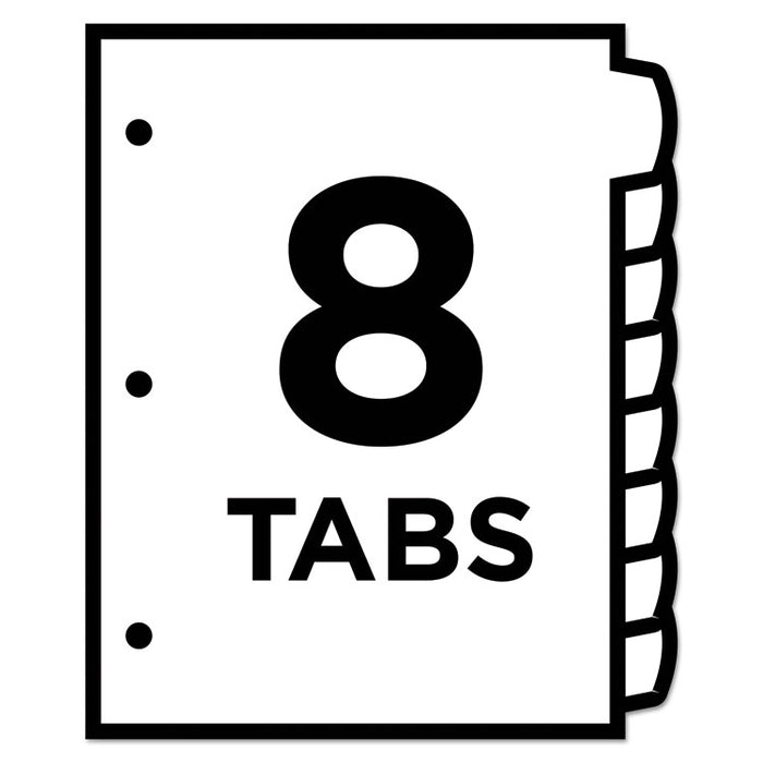 Big Tab Printable Large White Label Tab Dividers, 8-Tab, Letter, 20 per pack