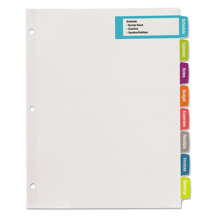 Big Tab Printable Large White Label Tab Dividers, 8-Tab, Letter, 20 per pack