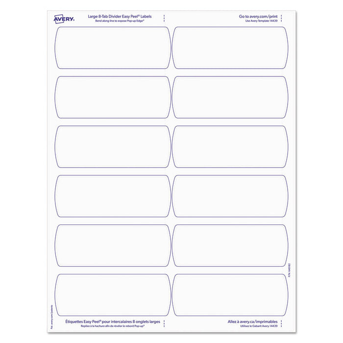 Big Tab Printable Large White Label Tab Dividers, 8-Tab, Letter, 20 per pack