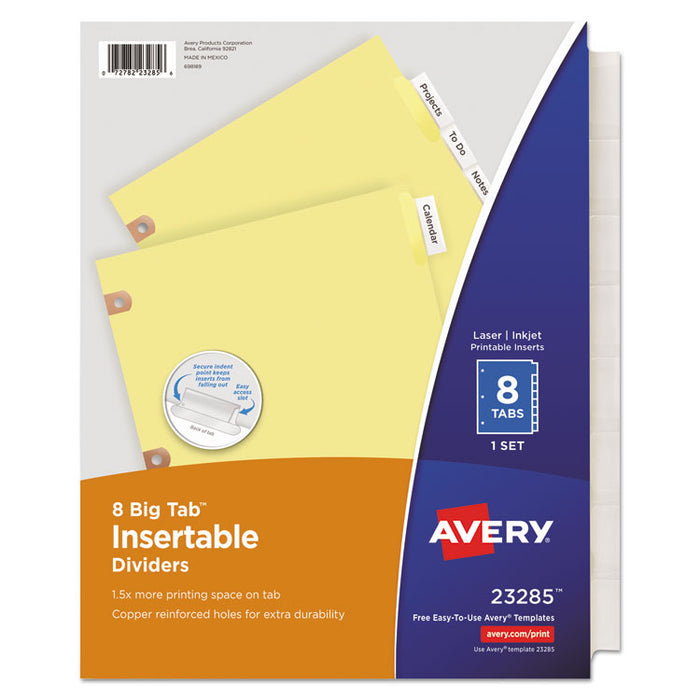 Insertable Big Tab Dividers, 8-Tab, Letter