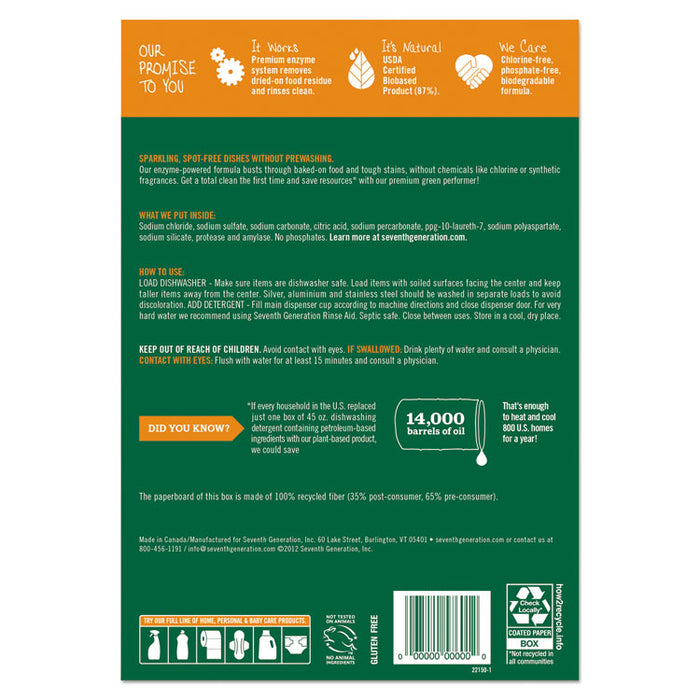 Automatic Dishwasher Powder, Free and Clear, 45oz Box