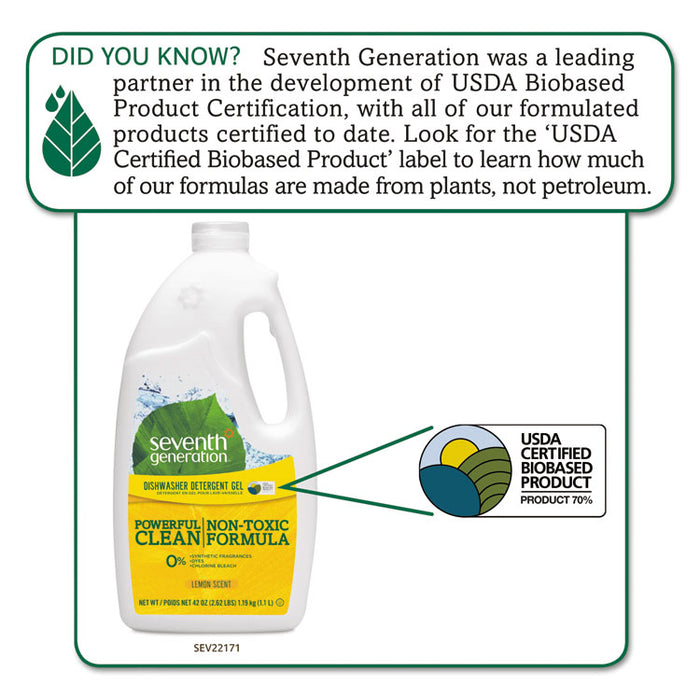 Natural Automatic Dishwasher Gel, Lemon, 42 oz Bottle