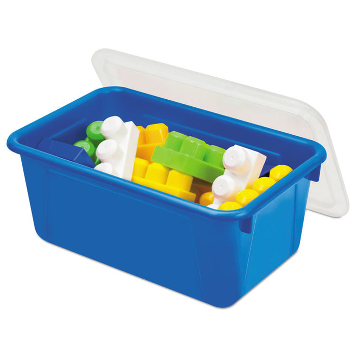 Cubby Bins with Clear Lids, 12.25" x 7.75" x 5.13", Blue, 6/Pack