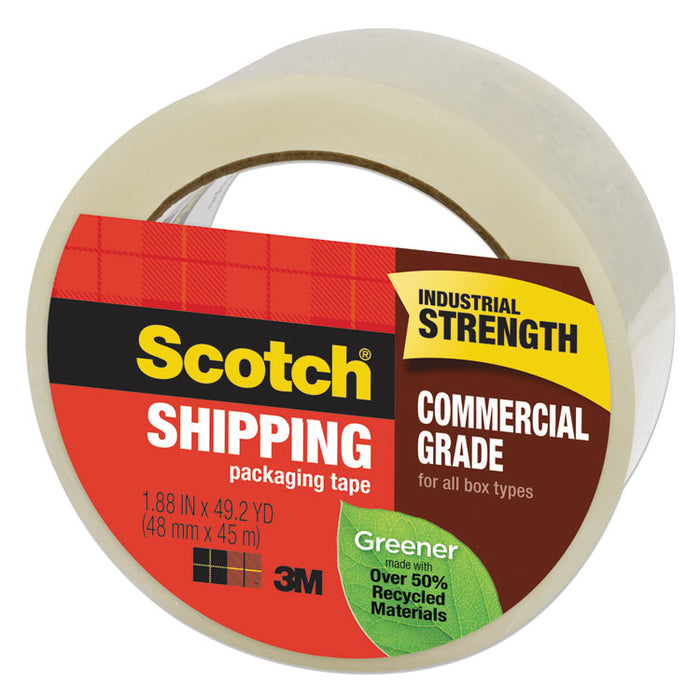 Greener Commercial Grade Packaging Tape, 3" Core, 1.88" x 49.2 yds, Clear