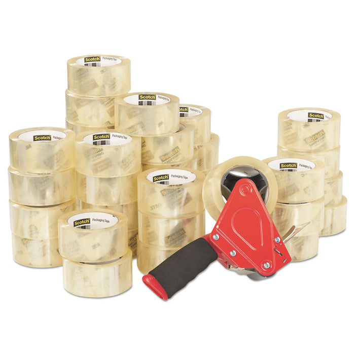 3750 Commercial Grade Packaging Tape with ST-181 Pistol-Grip Dispenser, 3" Core, 1.88" x 54.6 yds, Clear, 36/Carton