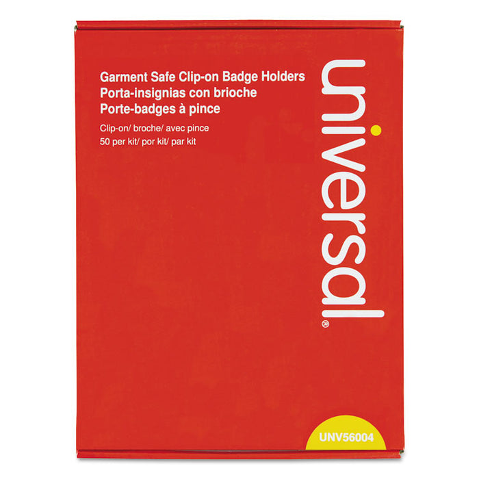 Clear Badge Holders w/Garment-Safe Clips, 3 x 4, White Inserts, 50/Box