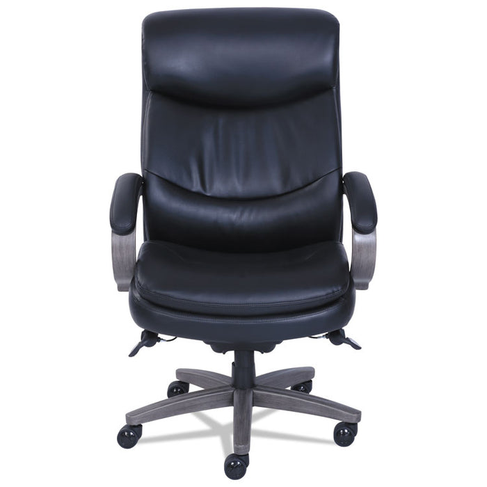 Woodbury Big/Tall Executive Chair, Supports Up to 400 lb, 20.25" to 23.25" Seat Height, Black Seat/Back, Weathered Gray Base