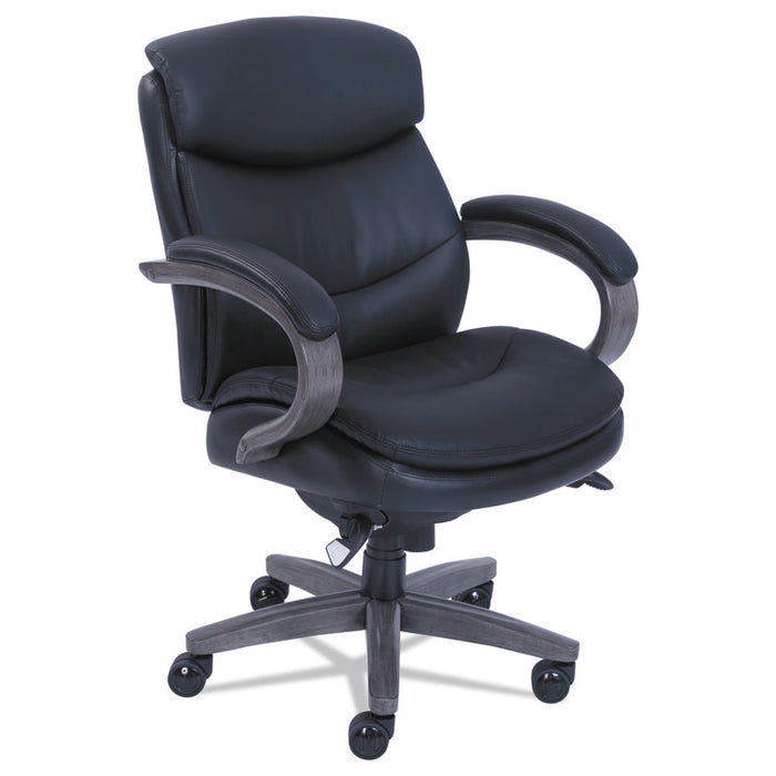 Woodbury Mid-Back Executive Chair, Supports up to 300 lbs., Black Seat/Black Back, Weathered Gray Base