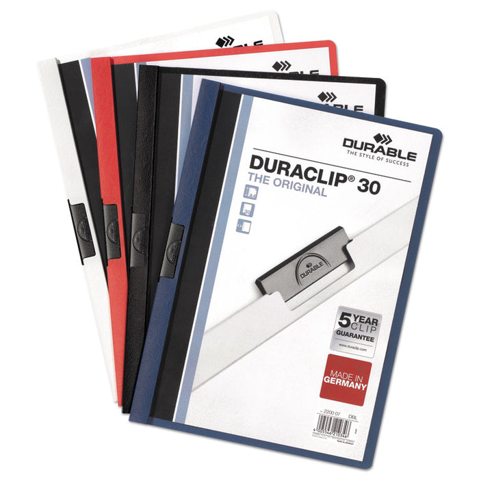 DuraClip Report Cover, Clip Fastener, 8.5 x 11,  Clear/Graphite, 25/Box