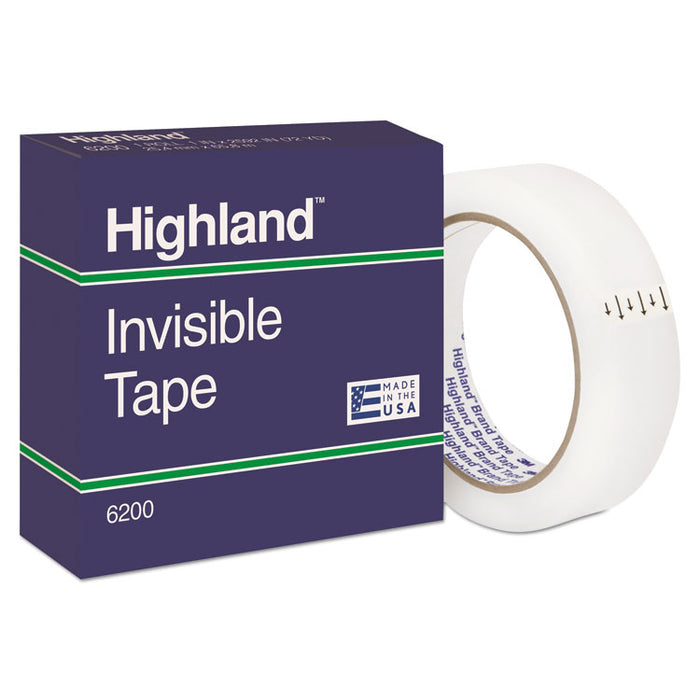Invisible Permanent Mending Tape, 3" Core, 1" x 72 yds, Clear