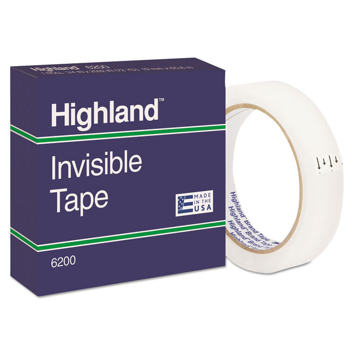 Invisible Permanent Mending Tape, 3" Core, 0.75" x 72 yds, Clear
