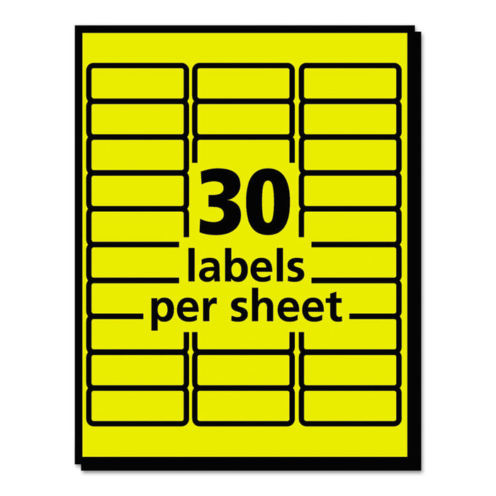 High-Visibility Permanent Laser ID Labels, 1 x 2 5/8, Neon Yellow, 750/Pack