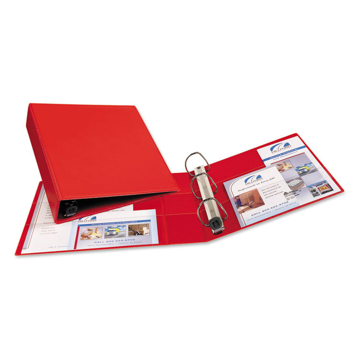 Heavy-Duty Non-View Binder with DuraHinge and One Touch EZD Rings, 3 Rings, 2" Capacity, 11 x 8.5, Red