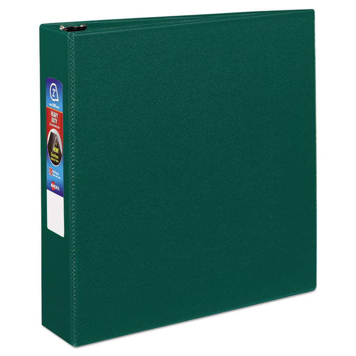 Heavy-Duty Non-View Binder with DuraHinge and One Touch EZD Rings, 3 Rings, 2" Capacity, 11 x 8.5, Green