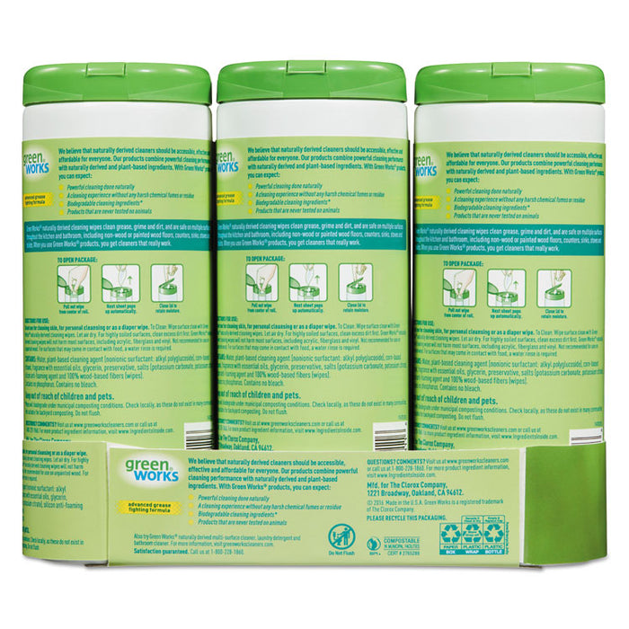 Compostable Cleaning Wipes, 7 x 7 1/2, Original Scent, 30/Canister, 15 Canisters/Carton