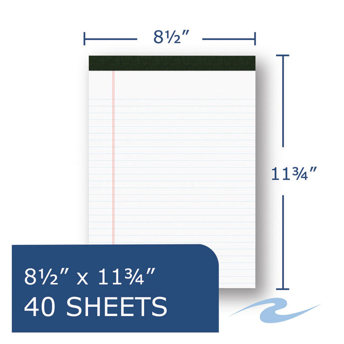 USDA Certified Bio-Preferred Legal Pad, Wide/Legal Rule, 40 White 8.5 x 11.75 Sheets, 12/Pack