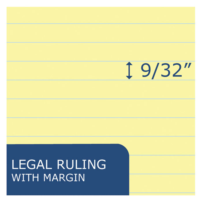 Recycled Legal Pad, Wide/Legal Rule, 40 Canary-Yellow 8.5 x 11 Sheets, Dozen