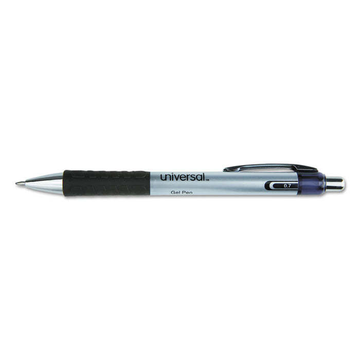 Comfort Grip Gel Pen, Retractable, Medium 0.7 mm, Black Ink, Silver Barrel, 36/Pack